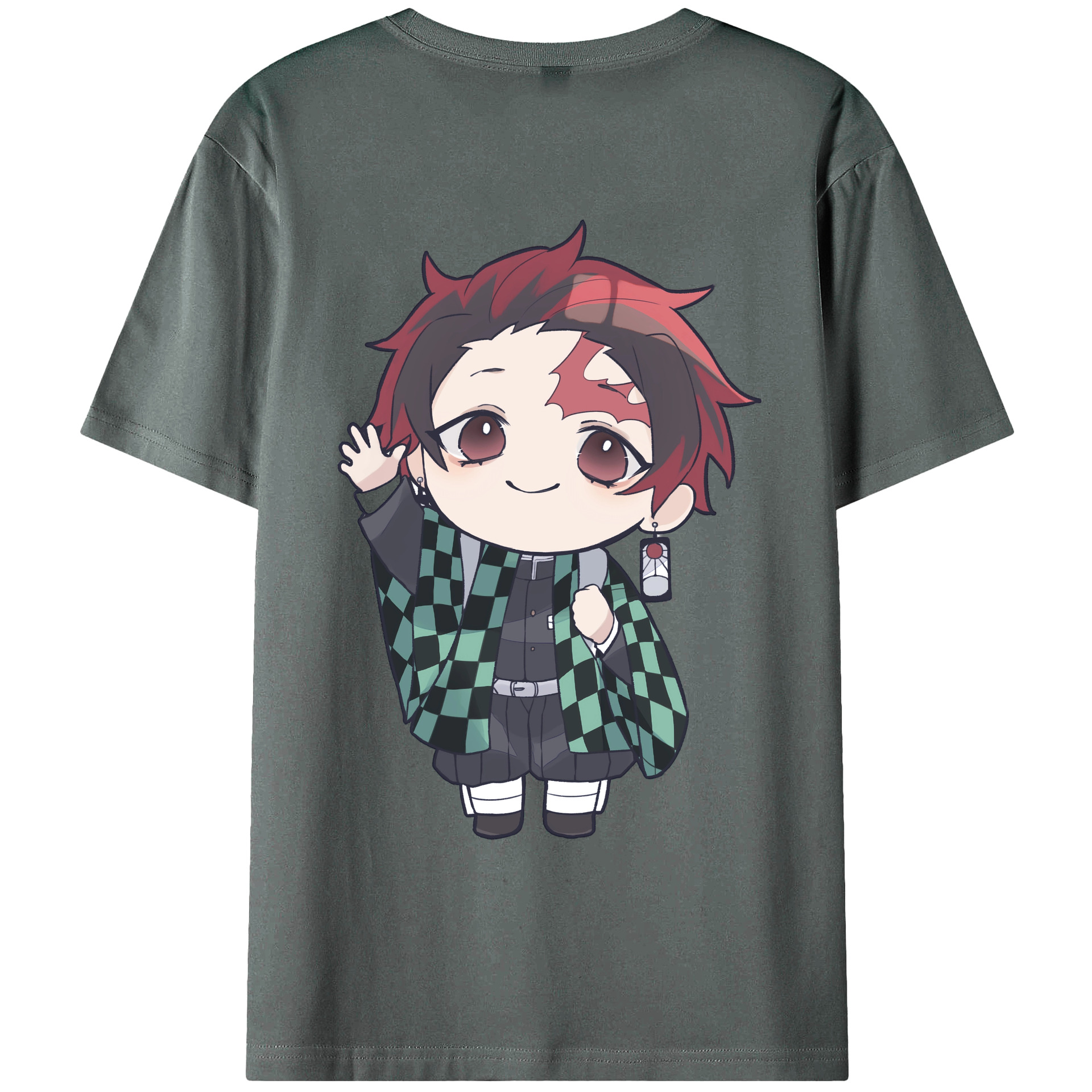 （画像用） 鬼滅の刃 竈門 炭治郎／かまど たんじろう Kamado Tanjirou 綿100％ メンズ半袖Tシャツ（バックプリント） 通気性